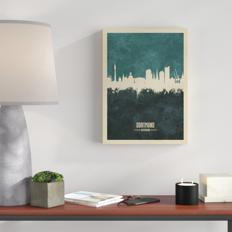 « dortmund germany horizon bleu-vert », impression sur toile tendue, H 19 po x l 14 po x P 2 po