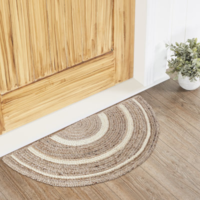 Festive Finds Mulinix Geometric Machine Made Braided Jute/Cotton/Acrylic Area Rug in Natural Cream