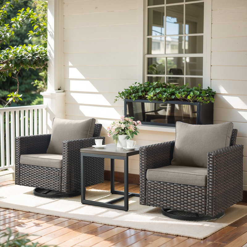 Nazime 2 Person Seating Group with Cushion, Gray, Brown