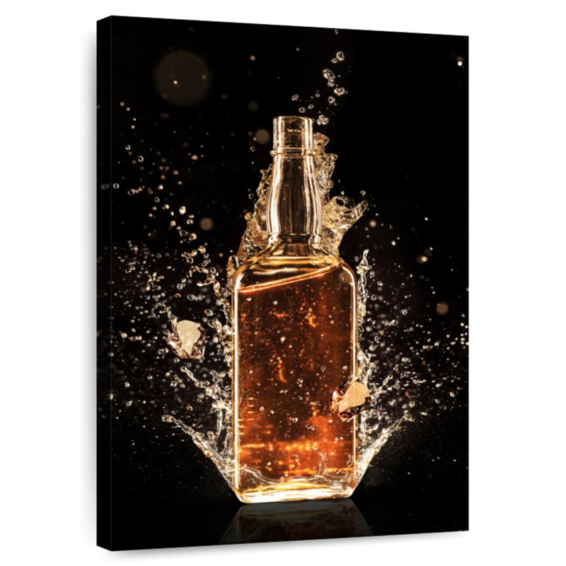 Yarlin Whiskey Bottle Splash, 24" H x 16" W