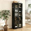 Armoire de cuisine en métal - 72 po de hauteur avec 5 tablettes réglables, armoire autoportante noire pour cuisine / garde-manger / salle de bain