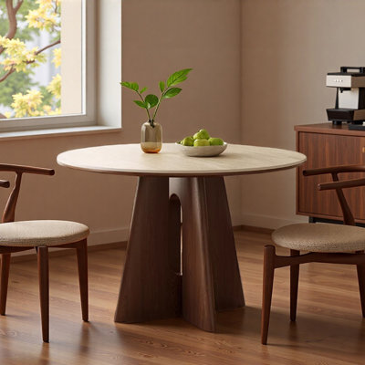 Simple Design Beige Rock Slab Round Table
