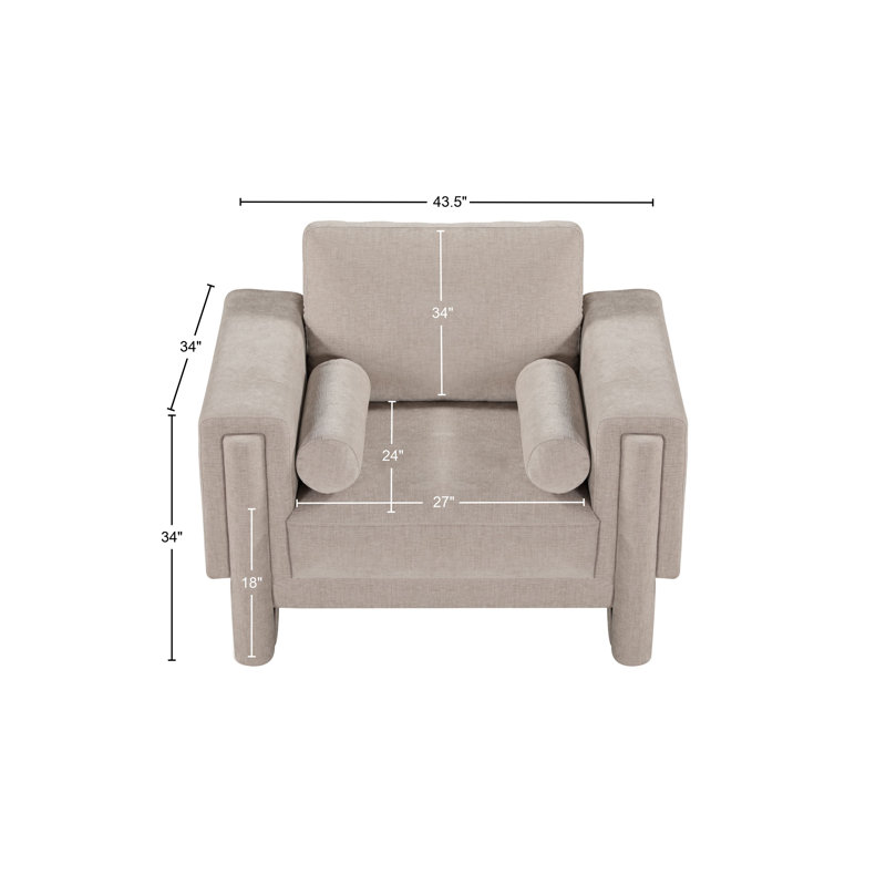 Izziah Upholstered Armchair, Beige Chenille Fabric