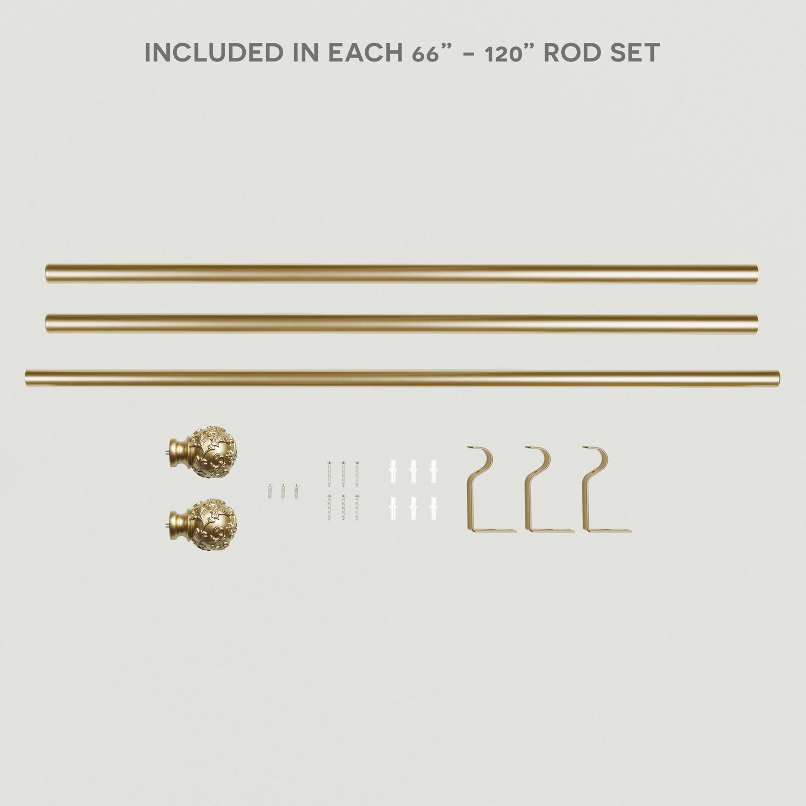 Jewett Adjustable Vine Curtain Rod, 66" - 120", Gold