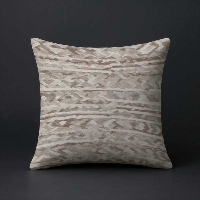 Coussin décoratif intérieur et extérieur Modern, Carré 16 po, Taupe / beige / ivoire Ikat 1