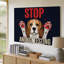 Toile, une illustration stylisée présente un art mural Beagle brun et blanc avec de grands yeux expressifs qui brillent-1129606065