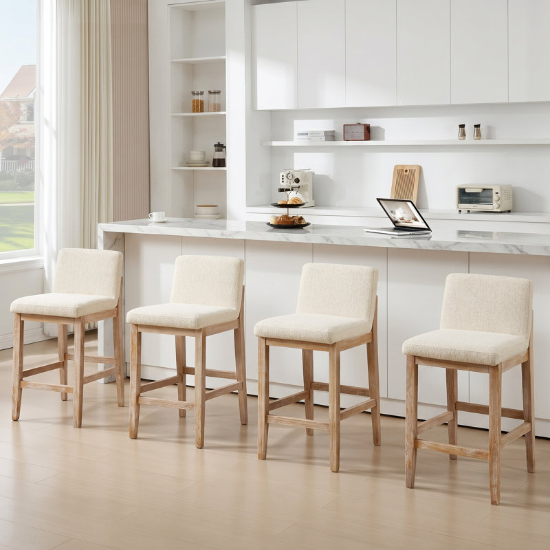 Tabouret de bar Albia Modern Farmhouse, Gland, Beige