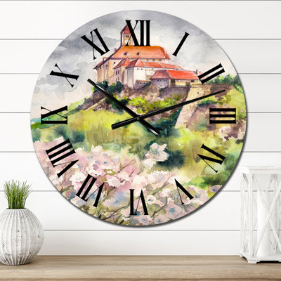 Castle on A Green Mountain - French Country Wall Clock