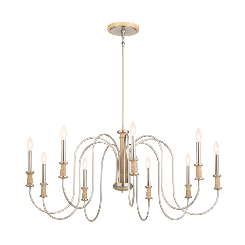 Lustre noir 9 lumières Karthe, Nickel brossé