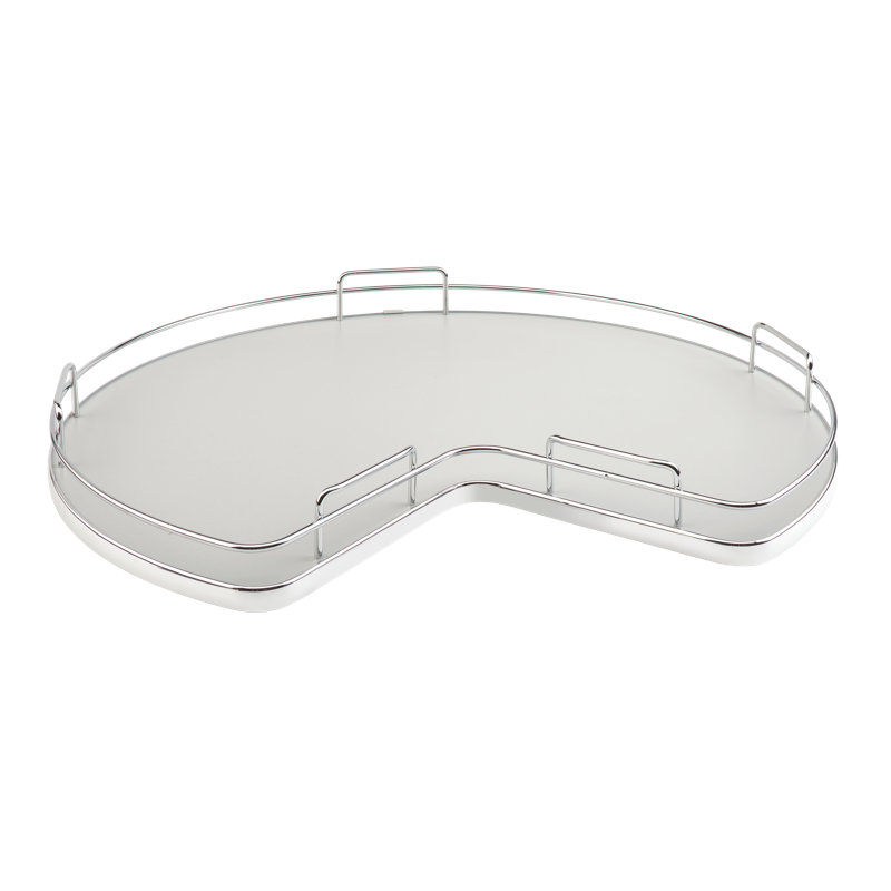 Rev-A-Shelf Solid Surface Kidney Lazy Susan for Corner Base Cabinet with Swivel Bearing, Gray