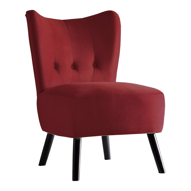Eleasha Upholstered Slipper Chair, Red Polyester