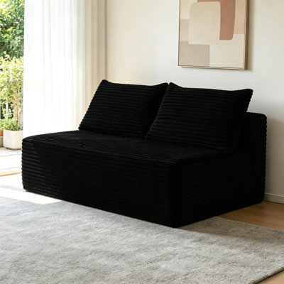 New-58" Cloud Sectional Couch, L-Shape Chaise with R-Shape Chaise with Deep Seat and Comfortable 2 Seater Couch for Modern Living Room,(Plush  Fabric),Black