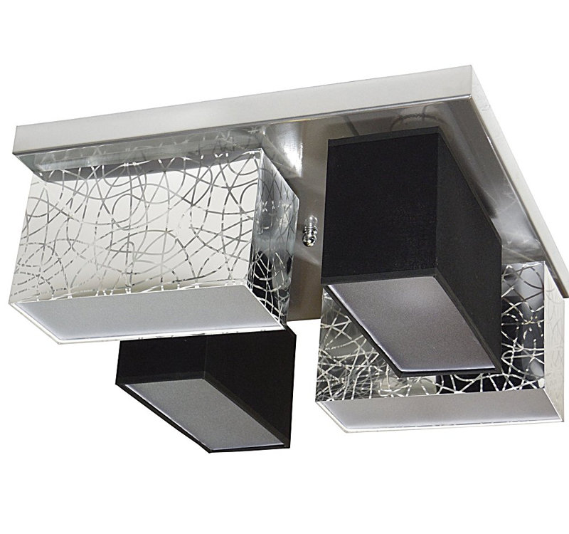 Pascoe Fabric Semi Flush Mount, Silver/Black Transparent