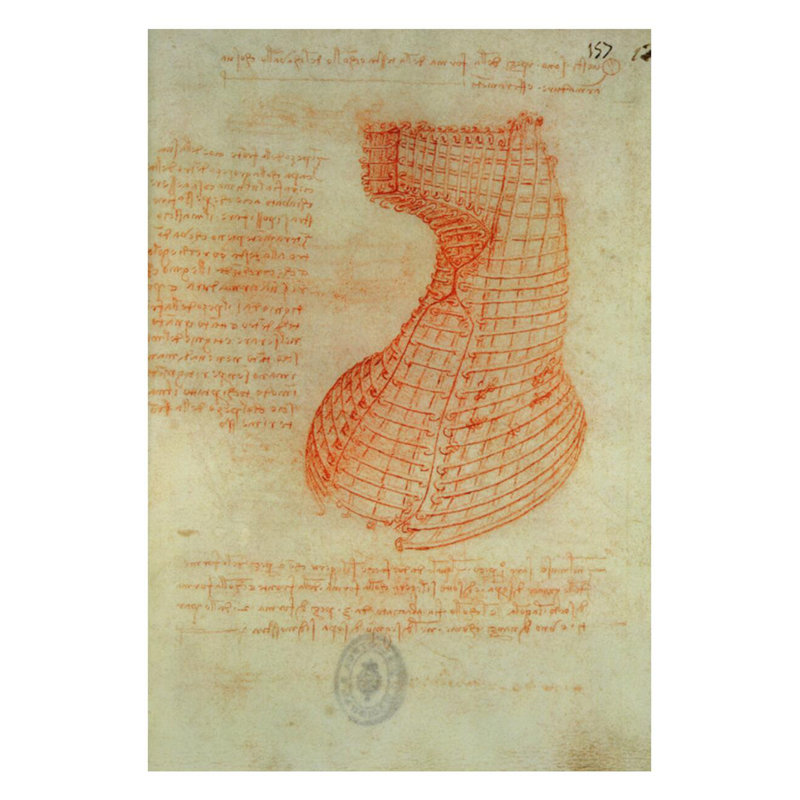 Dessin du moule en fonte pour la tête du cheval Sforza 57 (recto) from the Codex Madrid I by Leonardo da Vinci - Estampe numérique