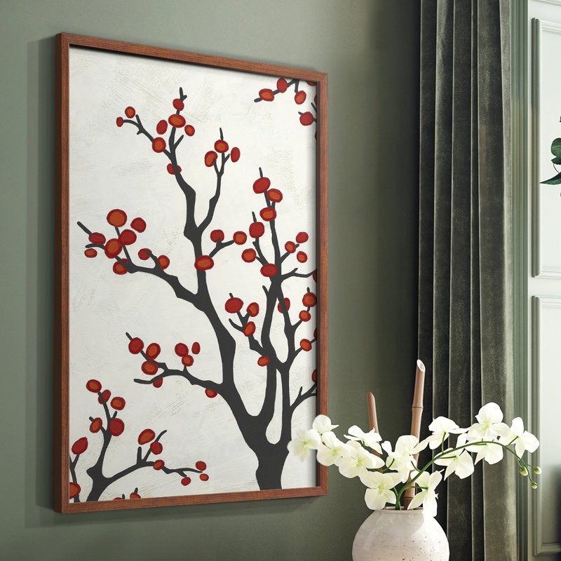 «Red Berry Branch II», reproduction encadrée - bois massif, Brun, H 20 po x l 16 po