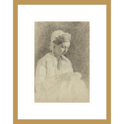 «Woman Embroidering» par Edgar Degas, impression giclée encadrée