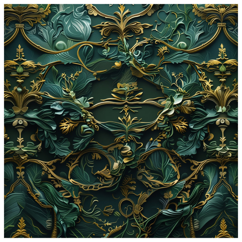 Ornate Green Floral Motif Double Sided Throw Pillows, 16 po x 16 po