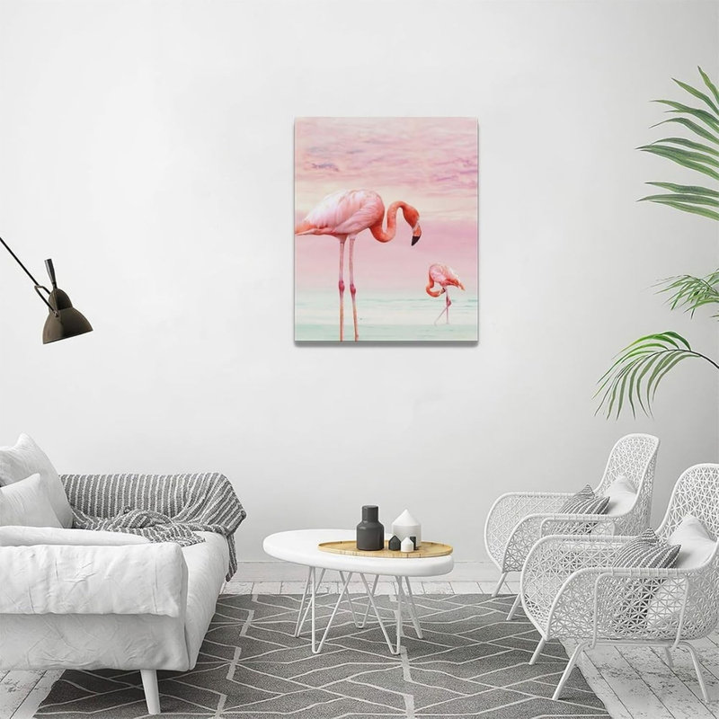 Art mural sur toile sans cadre Flamingo 16 po x 20 po