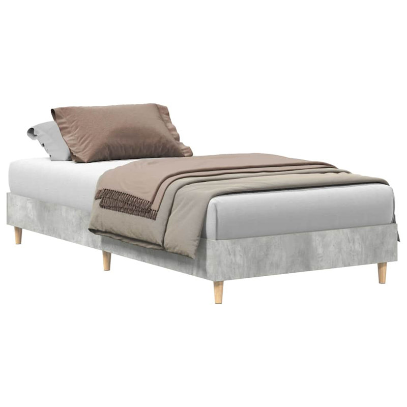 Bed Frame No Mattress Engineered Wood, 123 x 203cm, Concrete Grey