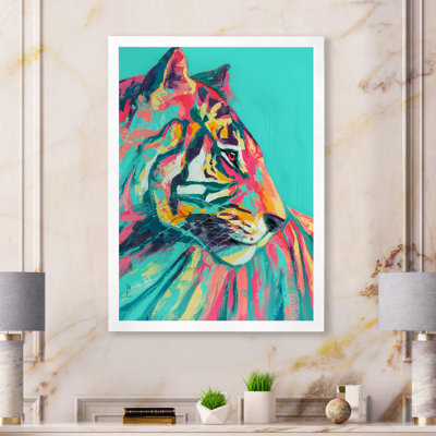 Pop Art turquoise et tigre rose - décoration murale moderne en toile