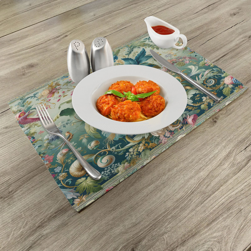 Polyester Green Multicolor Rectangle Placemat