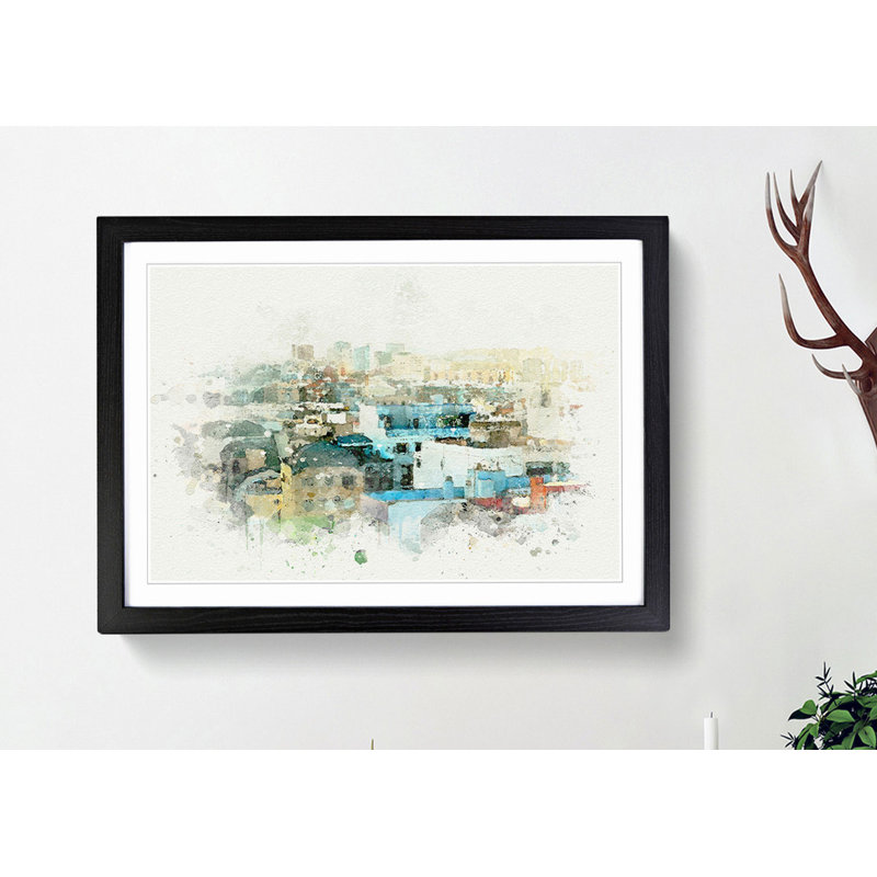 Rooftop View of Gran Canaria in Abstract - Picture Frame Graphic Art Print, 50cm H x 76cm W x 2cm D, Black