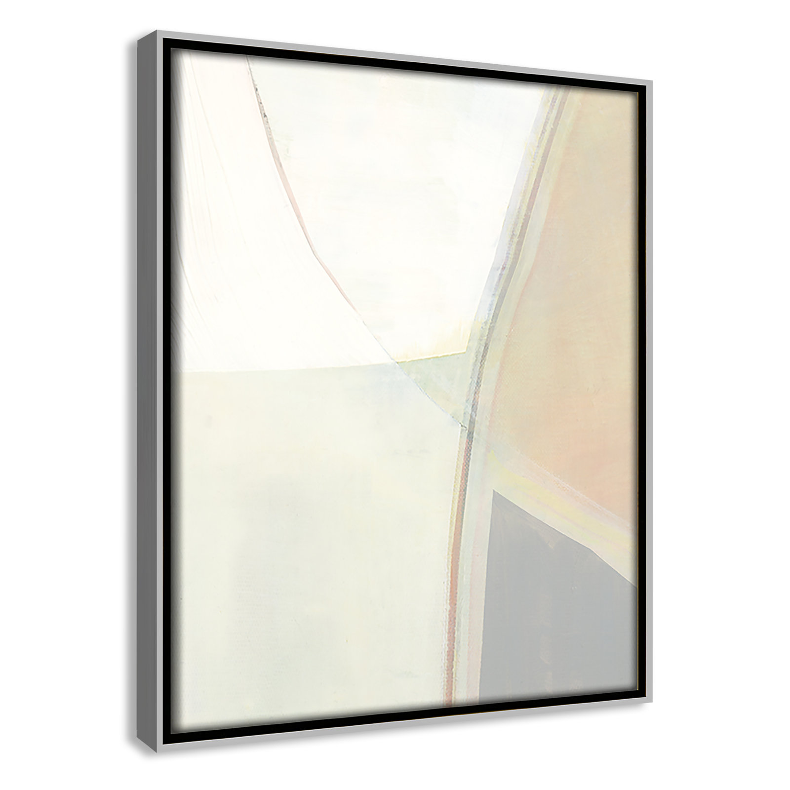 Alexandria "In Neutral II" Painting by Cartissi, Silver Framed Canvas, 11.5" H x 9.5" W x 2" D