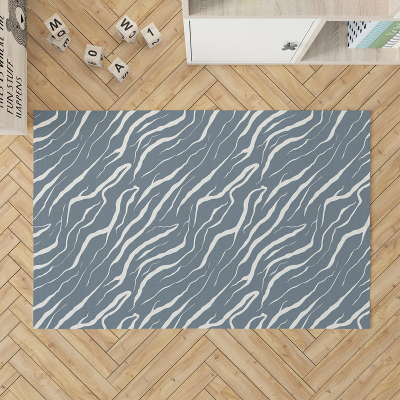 Lush Cracks Kids Play Mat, Blue, Rectangle 5' x 7'