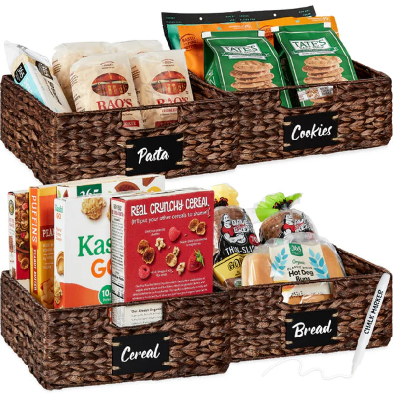 Pantry Baskets, 5" H x 12" W x 9" D, Brown