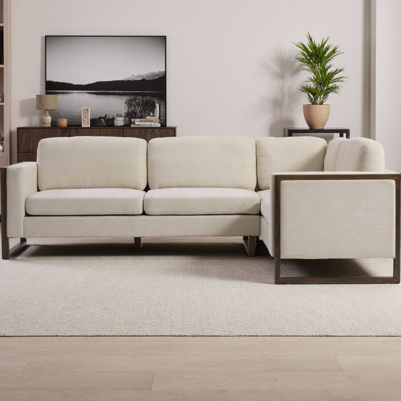Canapé modulaire en L de 104 po avec accoudoirs carrés, canapé en tissu de chenille 2 pièces avec structure en bois massif et coussins à ressorts, canapé 5 places moderne pour le salon