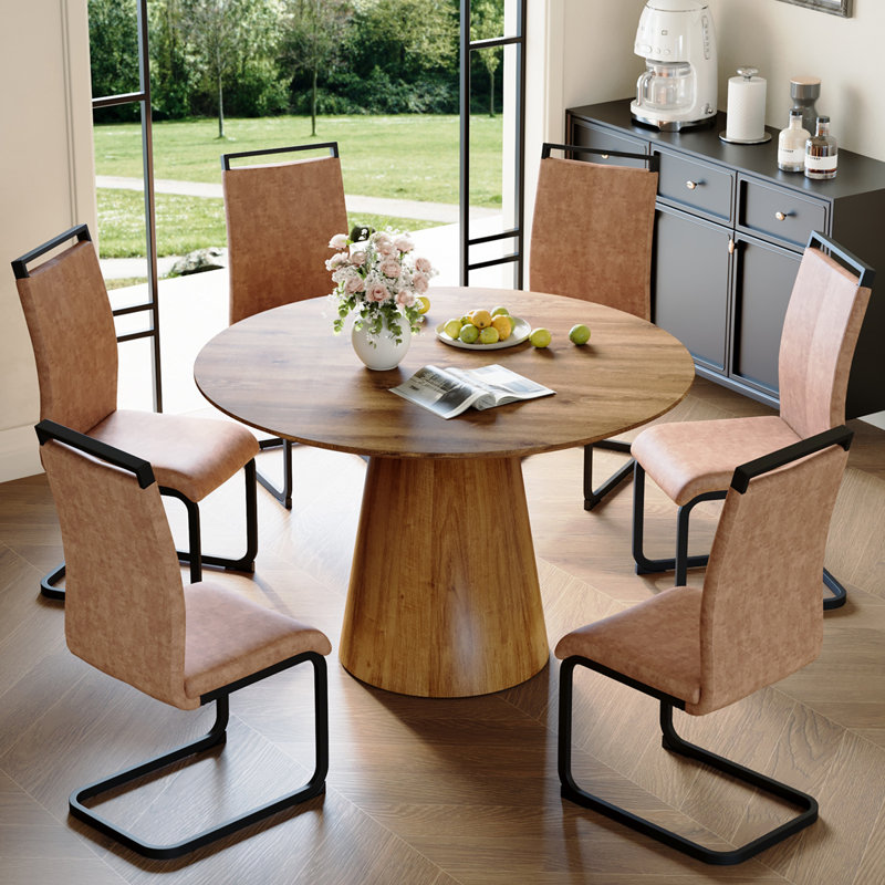 Ensemble de salle à manger circulaire L 45 po x l 45 po Nerita, 7