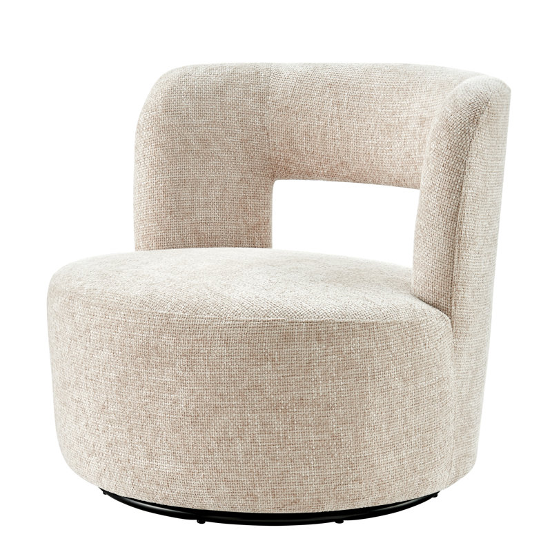 Carlia Upholstered Swivel Barrel Chair, Grenada Cream