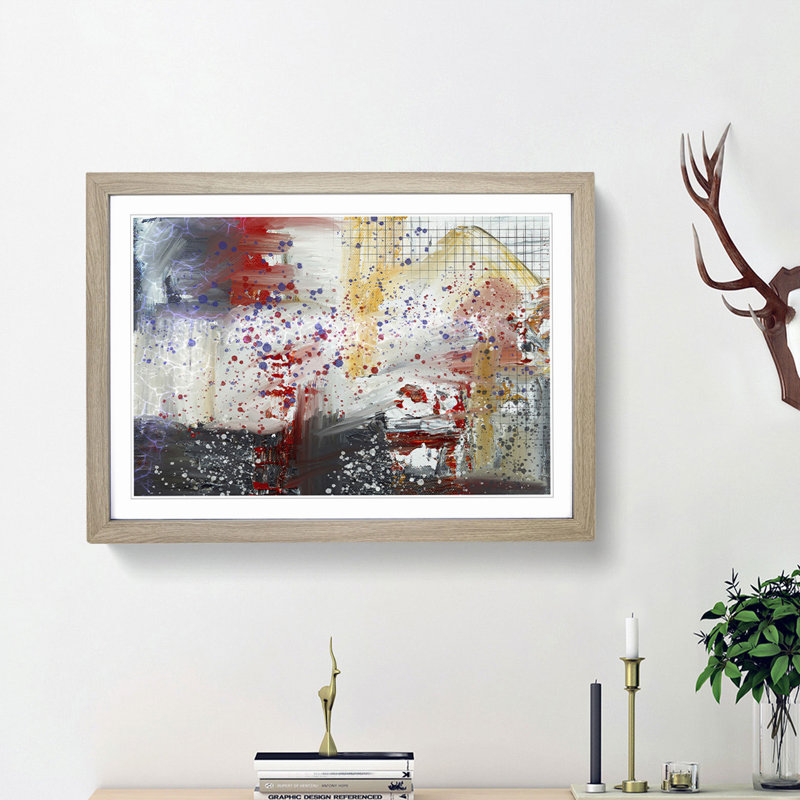 Abstract Art Painting Vol.91 by S.Johnson - Picture Frame Painting Print, 62cm H x 87cm W x 2cm D, Oak Framed