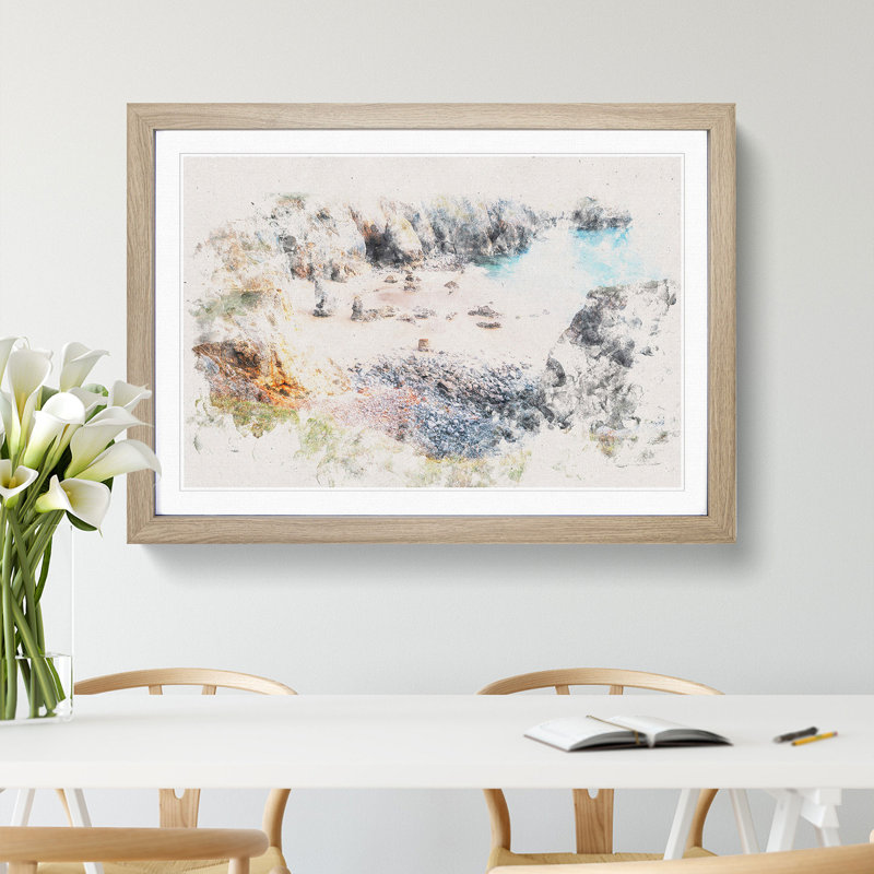 Flimstone Bay in Wales - Picture Frame Painting Print, Oak Framed, 40cm H x 60cm W x 2cm D