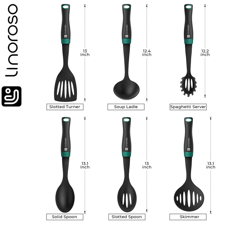 GreenLife  Nylon & Wood Cooking Utensils with Ceramic Crock, 7-Piece Set