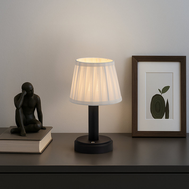 Mini lampe de table à DEL 11 "rechargeable sans fil de type C avec lampe et table de chevet à commande tactile avec abat-jour en tissu
