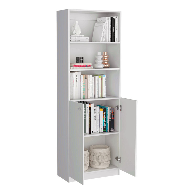 Ensemble de bibliothèque trois pièces, 74 po de largeur avec 11 tablettes et deux armoires à deux portes, ensemble de salon