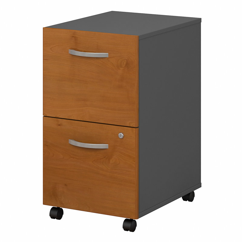 Series C 4 Piece Executive Desk Office Set, Natural Cherry/Gray