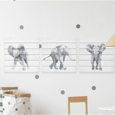 Baby Elephant Walk 3-Piece Framed Print Set