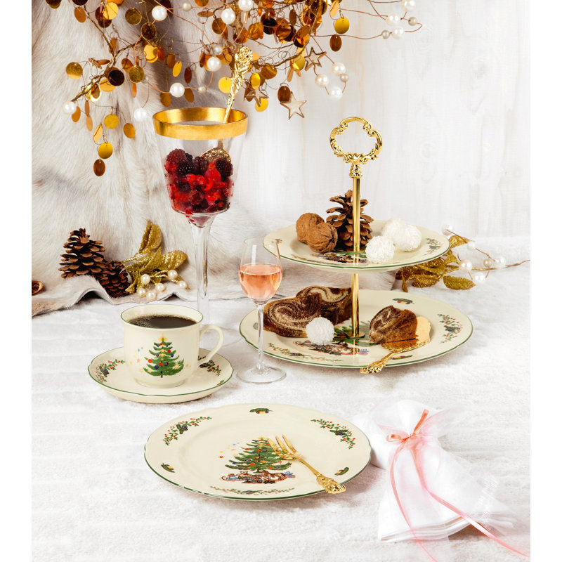 Marieluise Ivory Flowers Christmas Tiered Stand