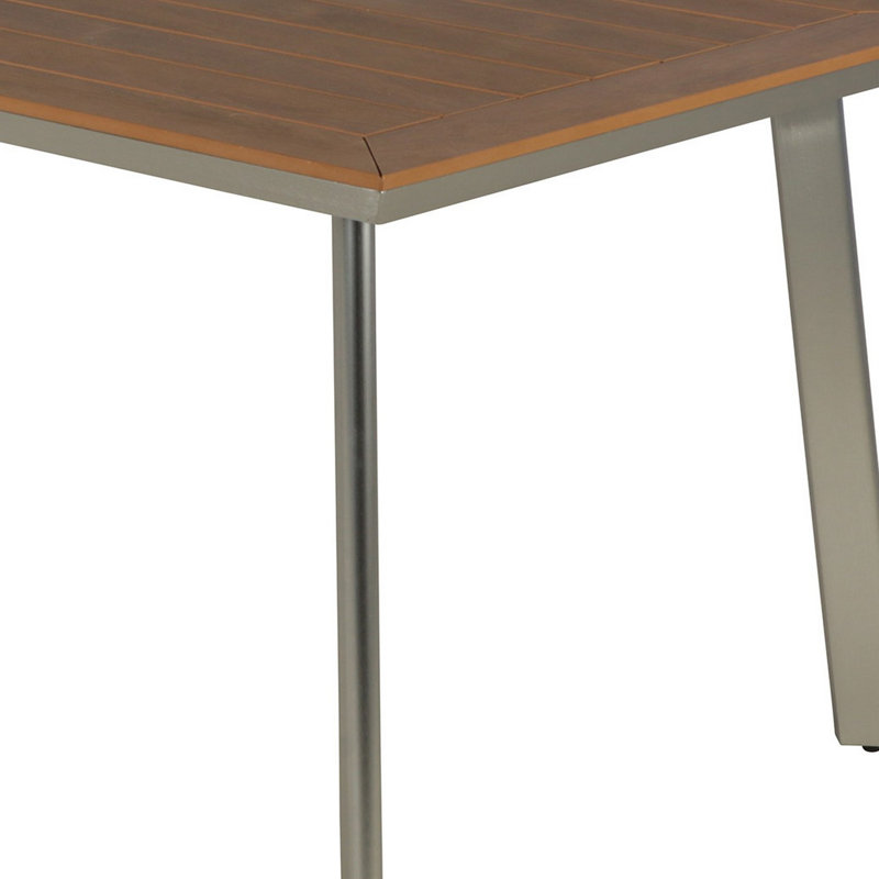 Farjand Rectangular Wood Metal Outdoor Dining Table , 63'' in. W 35.5'' in. D, Silver