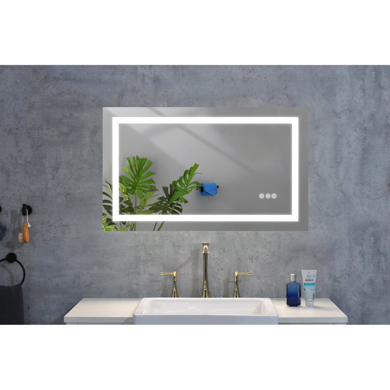 Miroir de salle de bain à DEL 40 po x 20 po avec brouillard et intensité variable: 3 couleurs, mémoire, facilite les routines quotidiennes