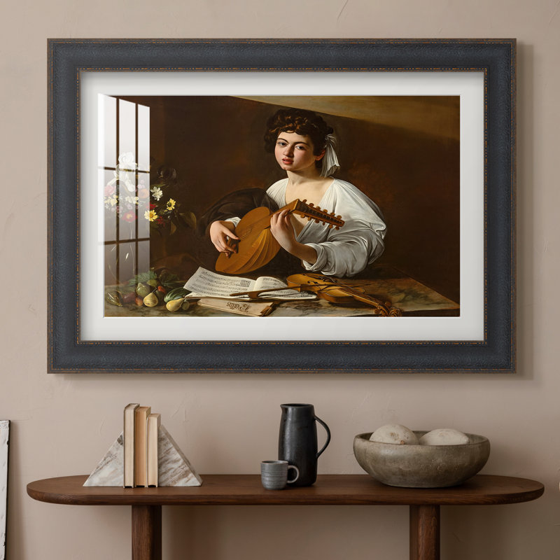 Le Joueur de luth (Version de l'Ermitage), vers 1596 - Caravage - Estampe encadrée sur mesure, Format intérieur 20 po x 28 po