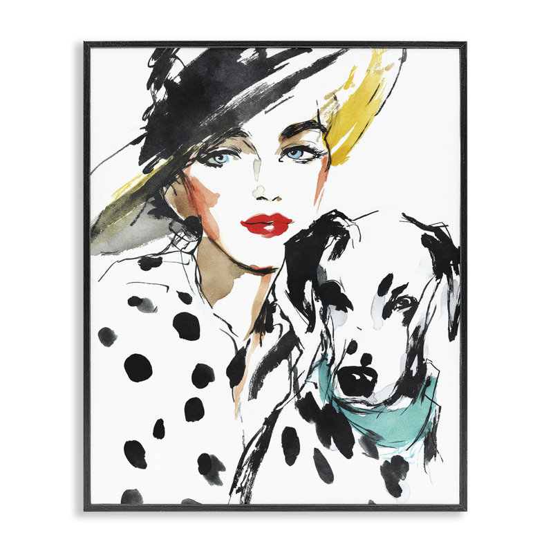 Trendy Dalmatian Muse Framed Giclee, design by Svetlana Aleynikova, Midnight Black Giclee Framed, 30" H x 24" W