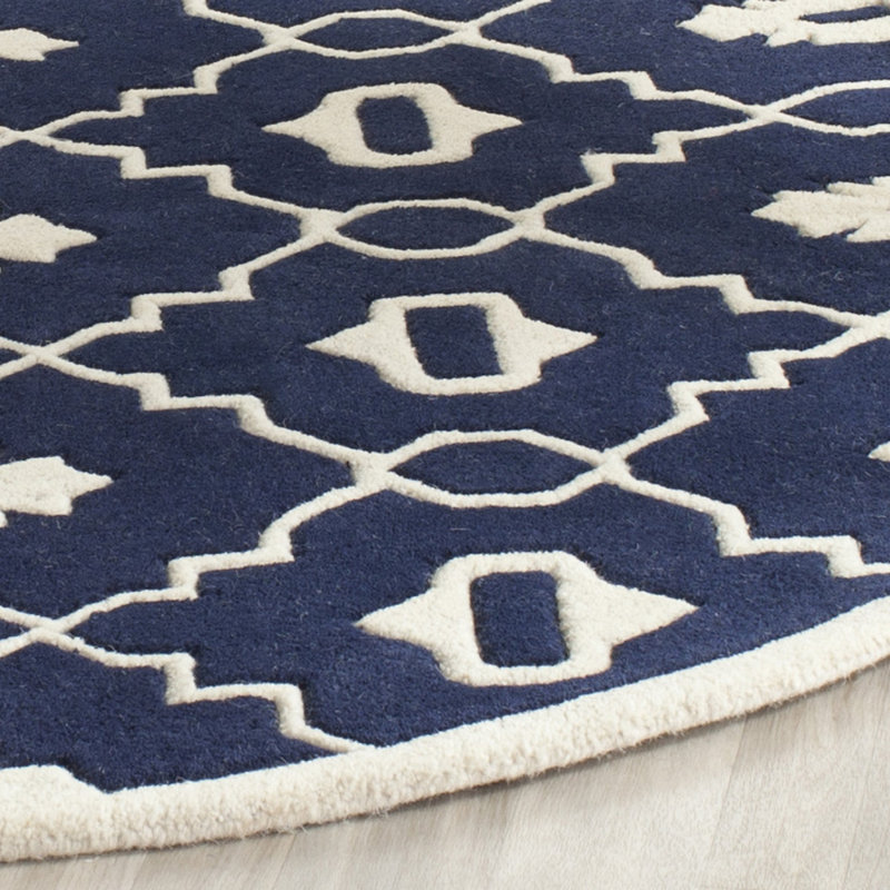 Carolene Hand Tufted Wool Geometric Rug, Round 5'