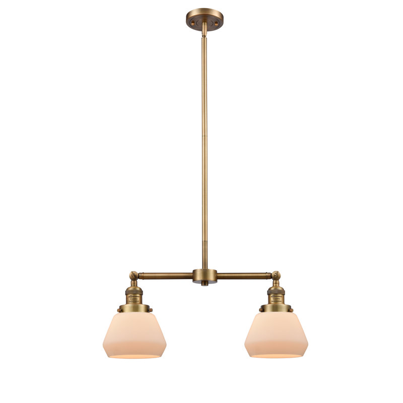 Chill 2 - Light Kitchen Island Pendant, Matte White Cased, 6 Watt Vinage LED Bulb, Brushed Brass