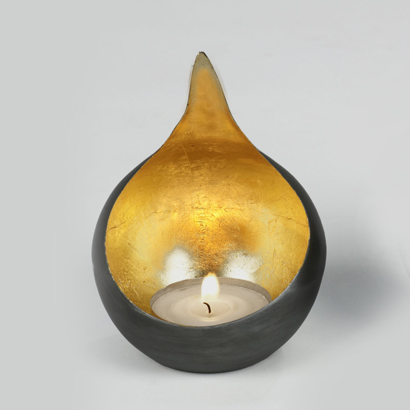 Caldera Metal Tabletop Tealight Holder, Black, 15cm H x 11.5cm W x 11.5cm D