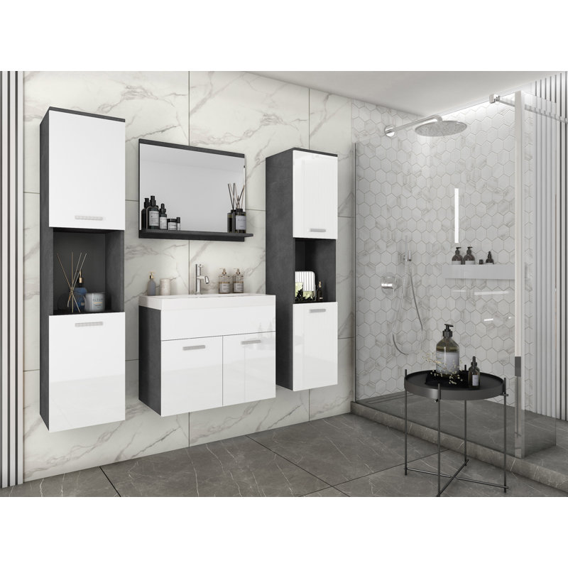 Belz Bathroom Storage Furniture Set, Matera/White