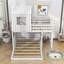 Lit simple superposé en L simple au-dessus d'un lit double en bois-914289742