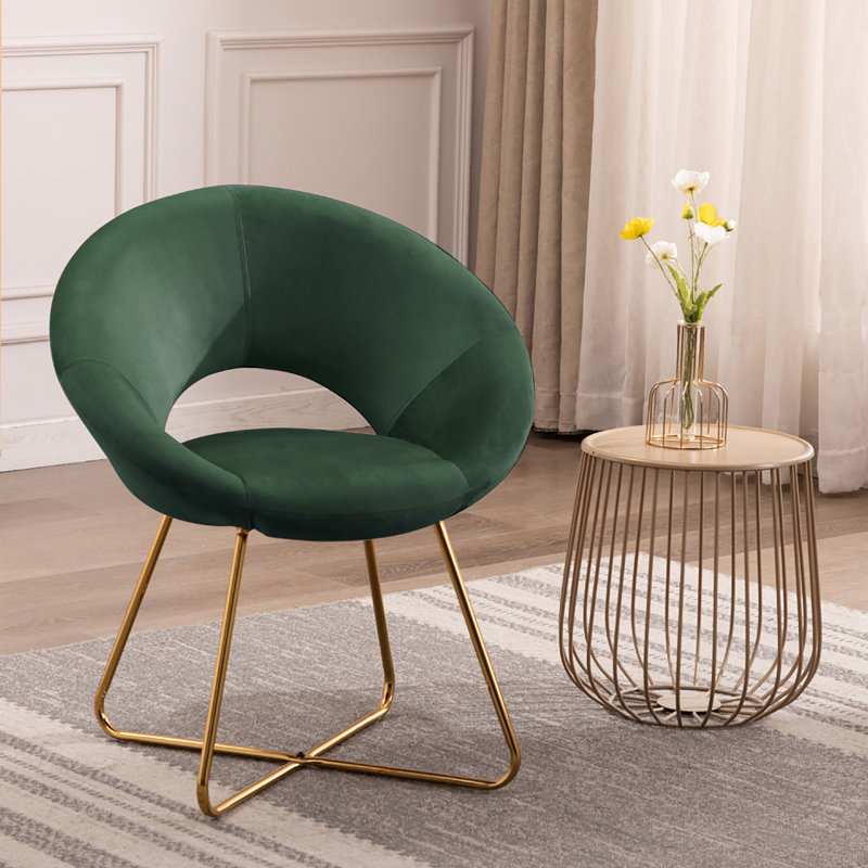 Colmar Velvet Accent Chair with Metal Legs, Green